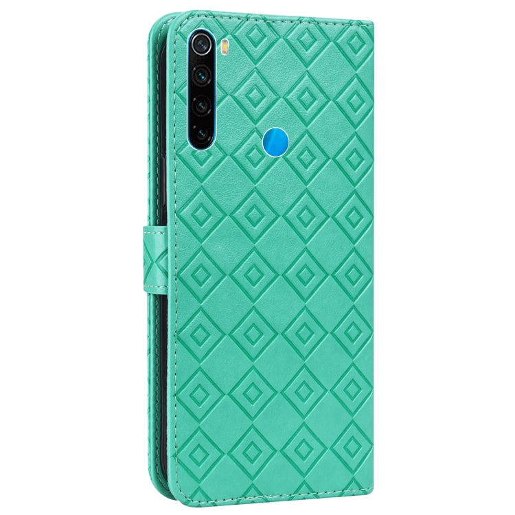 For Xiaomi Redmi Note 8T Embossed Big Small Concentric Squares Pattern Horizontal Flip Leather Case with Card Slot & Holder & Wallet