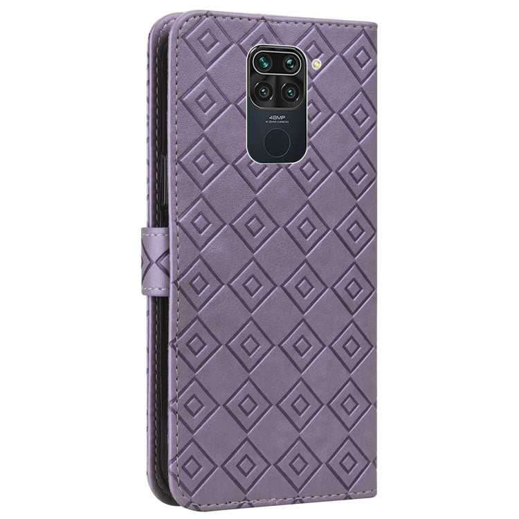 For Xiaomi Redmi Note 9 Embossed Big Small Concentric Squares Pattern Horizontal Flip Leather Case with Card Slot & Holder & Wallet
