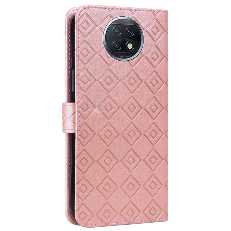 For Xiaomi Redmi Note 9 5G / Note 9T Embossed Big Small Concentric Squares Pattern Horizontal Flip Leather Case with Card Slot & Holder & Wallet