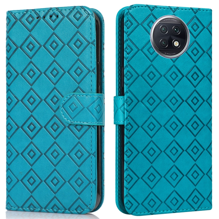 For Xiaomi Redmi Note 9 5G / Note 9T Embossed Big Small Concentric Squares Pattern Horizontal Flip Leather Case with Card Slot & Holder & Wallet
