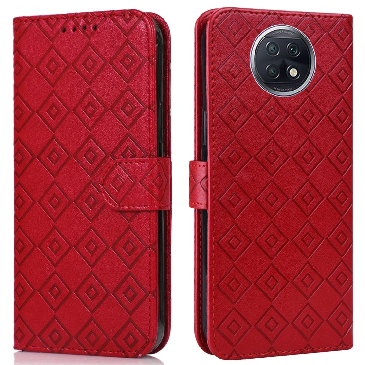 For Xiaomi Redmi Note 9 5G / Note 9T Embossed Big Small Concentric Squares Pattern Horizontal Flip Leather Case with Card Slot & Holder & Wallet