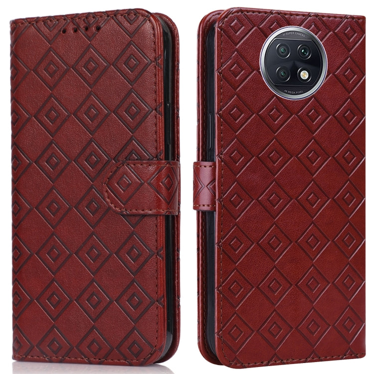 For Xiaomi Redmi Note 9 5G / Note 9T Embossed Big Small Concentric Squares Pattern Horizontal Flip Leather Case with Card Slot & Holder & Wallet