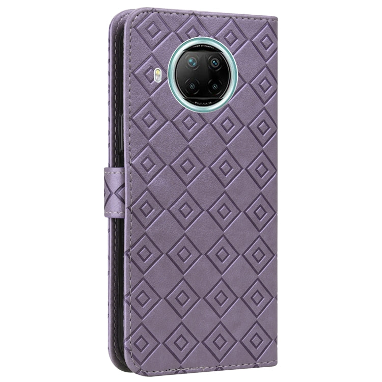 For Xiaomi Redmi Note 9 Pro 5G / Mi 10i Embossed Big Small Concentric Squares Pattern Horizontal Flip Leather Case with Card Slot & Holder & Wallet