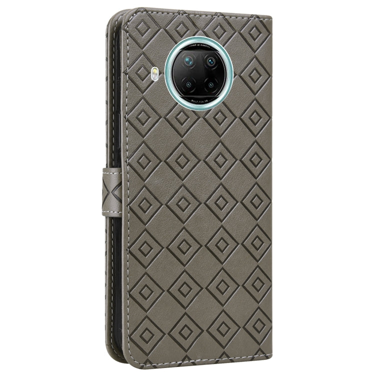 For Xiaomi Redmi Note 9 Pro 5G / Mi 10i Embossed Big Small Concentric Squares Pattern Horizontal Flip Leather Case with Card Slot & Holder & Wallet