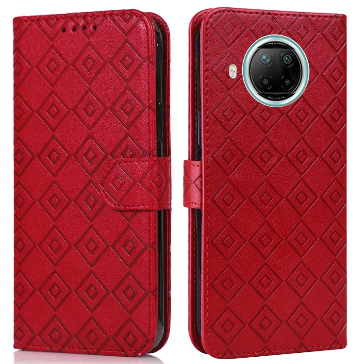 For Xiaomi Redmi Note 9 Pro 5G / Mi 10i Embossed Big Small Concentric Squares Pattern Horizontal Flip Leather Case with Card Slot & Holder & Wallet
