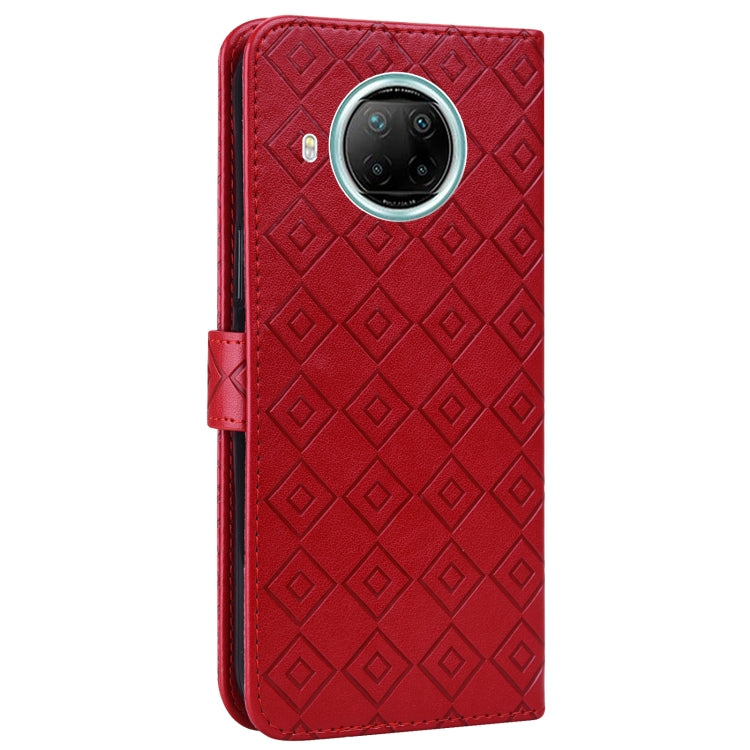For Xiaomi Redmi Note 9 Pro 5G / Mi 10i Embossed Big Small Concentric Squares Pattern Horizontal Flip Leather Case with Card Slot & Holder & Wallet