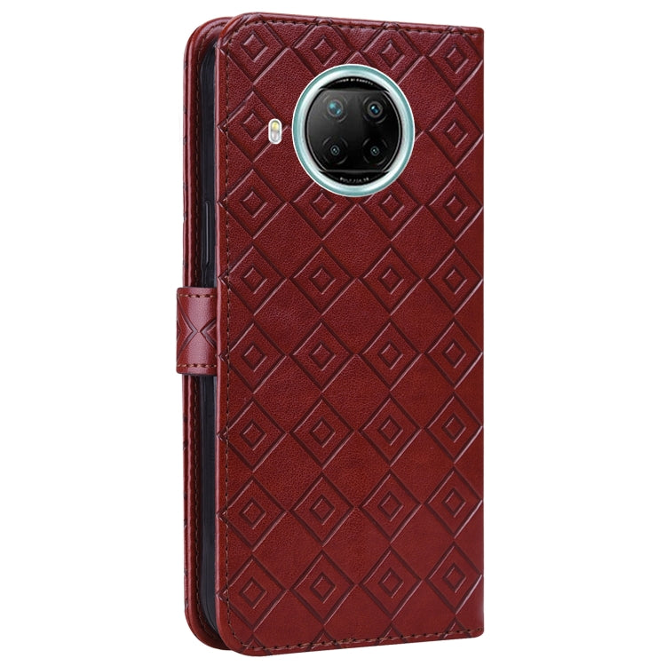 For Xiaomi Redmi Note 9 Pro 5G / Mi 10i Embossed Big Small Concentric Squares Pattern Horizontal Flip Leather Case with Card Slot & Holder & Wallet