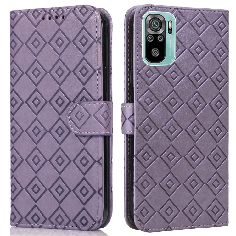 For Xiaomi Redmi Note 10 4G / Note 10S Embossed Big Small Concentric Squares Pattern Horizontal Flip Leather Case with Card Slot & Holder & Wallet