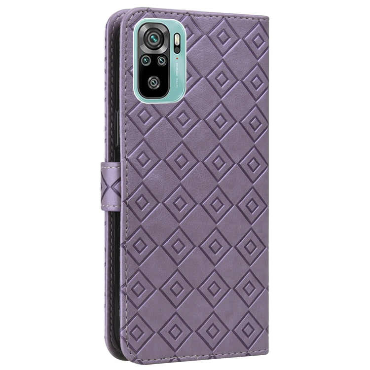 For Xiaomi Redmi Note 10 4G / Note 10S Embossed Big Small Concentric Squares Pattern Horizontal Flip Leather Case with Card Slot & Holder & Wallet