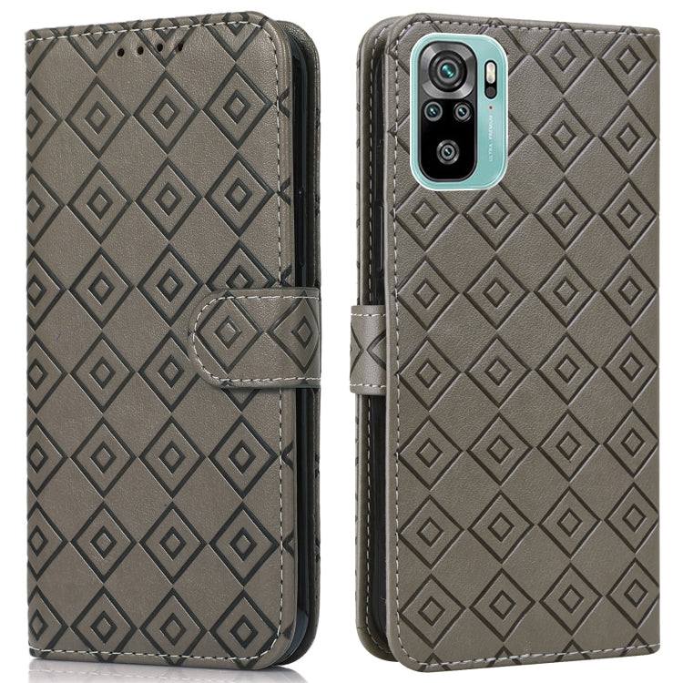 For Xiaomi Redmi Note 10 4G / Note 10S Embossed Big Small Concentric Squares Pattern Horizontal Flip Leather Case with Card Slot & Holder & Wallet