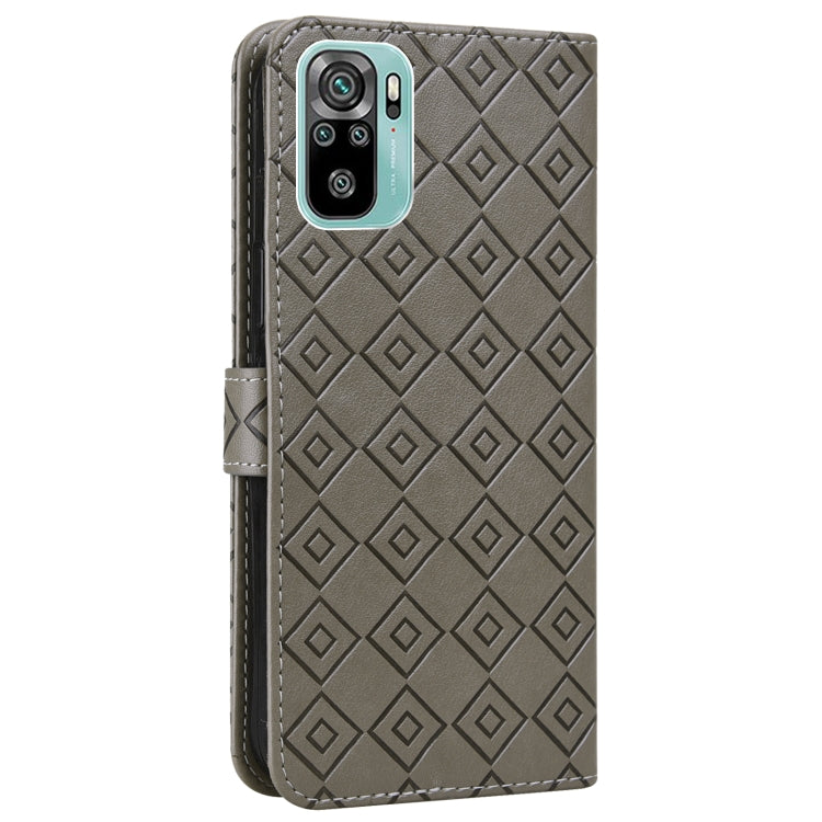 For Xiaomi Redmi Note 10 4G / Note 10S Embossed Big Small Concentric Squares Pattern Horizontal Flip Leather Case with Card Slot & Holder & Wallet