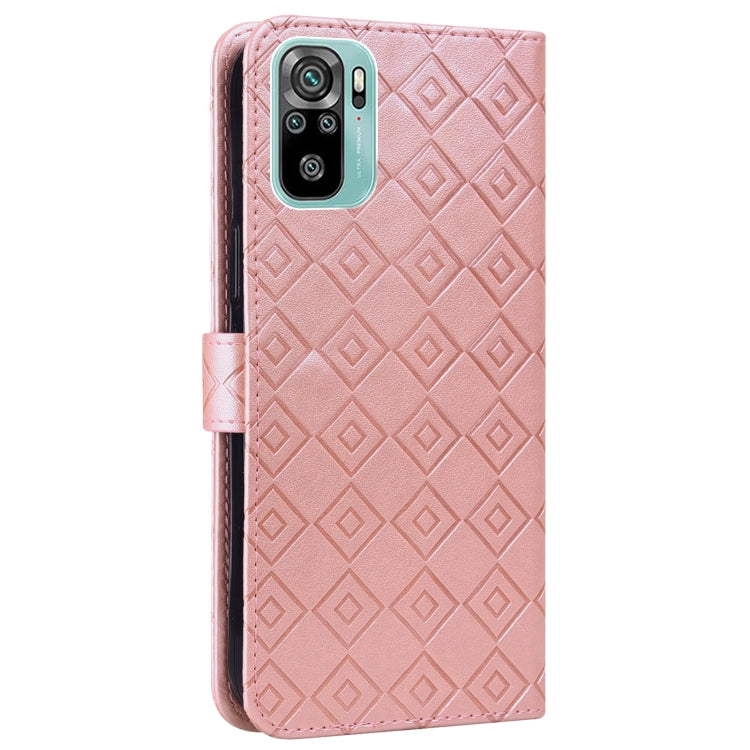 For Xiaomi Redmi Note 10 4G / Note 10S Embossed Big Small Concentric Squares Pattern Horizontal Flip Leather Case with Card Slot & Holder & Wallet