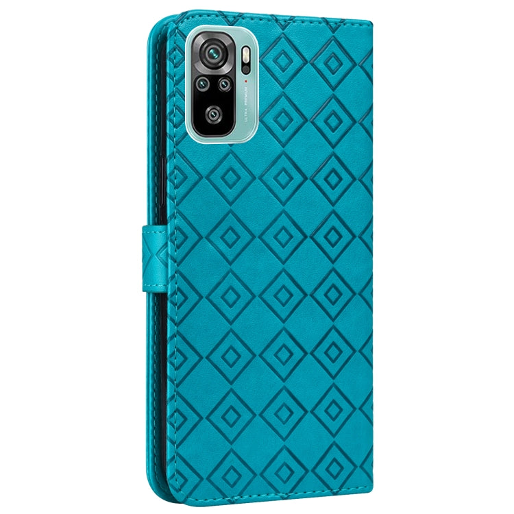 For Xiaomi Redmi Note 10 4G / Note 10S Embossed Big Small Concentric Squares Pattern Horizontal Flip Leather Case with Card Slot & Holder & Wallet