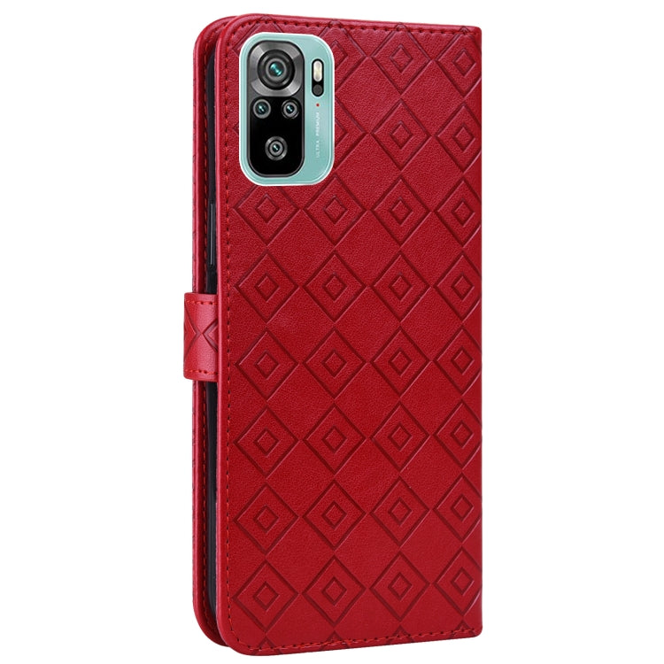 For Xiaomi Redmi Note 10 4G / Note 10S Embossed Big Small Concentric Squares Pattern Horizontal Flip Leather Case with Card Slot & Holder & Wallet