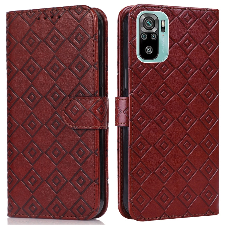 For Xiaomi Redmi Note 10 4G / Note 10S Embossed Big Small Concentric Squares Pattern Horizontal Flip Leather Case with Card Slot & Holder & Wallet