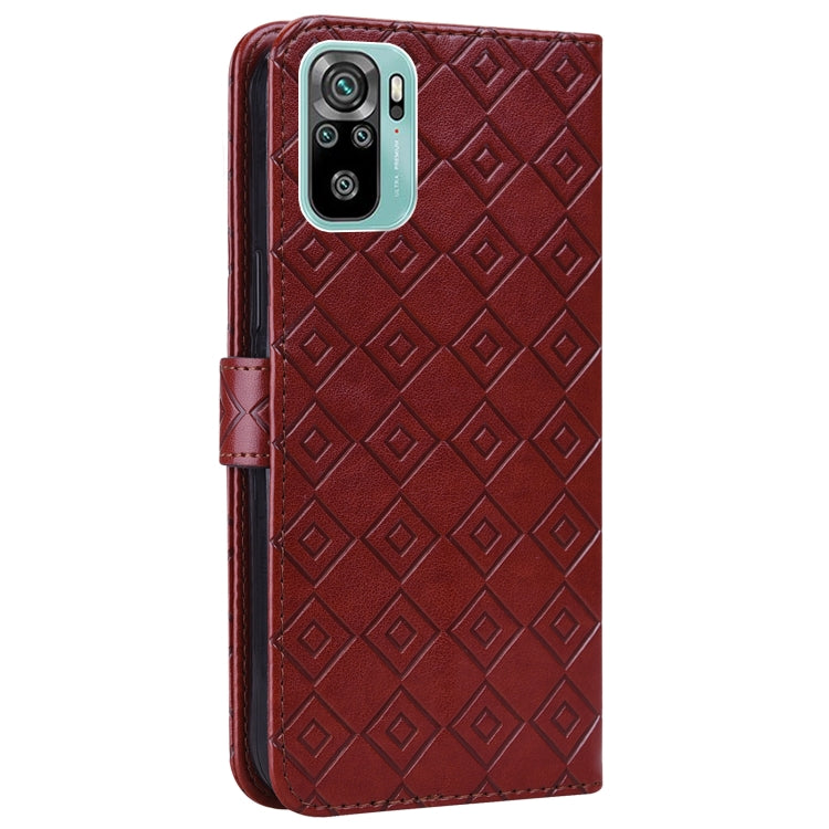 For Xiaomi Redmi Note 10 4G / Note 10S Embossed Big Small Concentric Squares Pattern Horizontal Flip Leather Case with Card Slot & Holder & Wallet