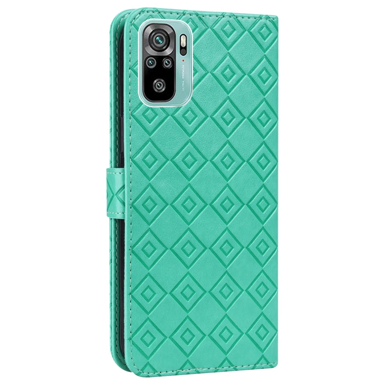 For Xiaomi Redmi Note 10 4G / Note 10S Embossed Big Small Concentric Squares Pattern Horizontal Flip Leather Case with Card Slot & Holder & Wallet