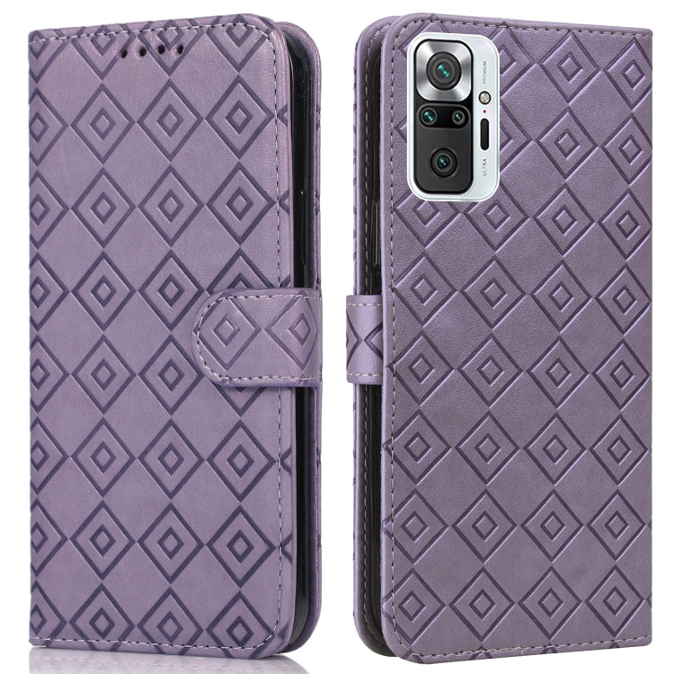 For Xiaomi Redmi Note 10 Pro/10 Pro Max Embossed Big Small Concentric Squares Pattern Horizontal Flip Leather Case with Card Slot & Holder & Wallet