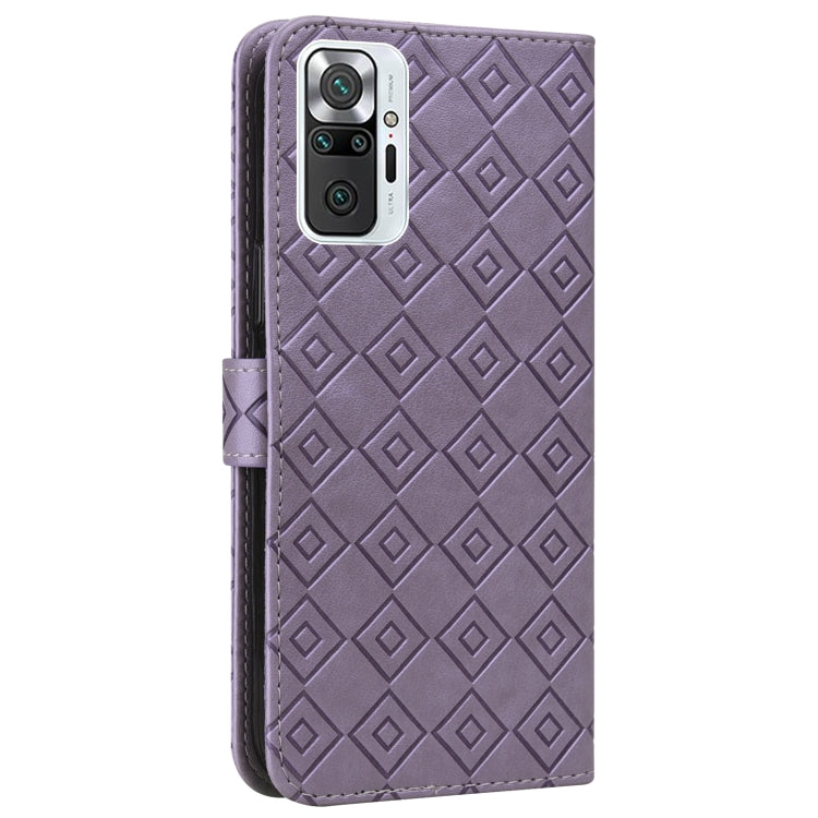 For Xiaomi Redmi Note 10 Pro/10 Pro Max Embossed Big Small Concentric Squares Pattern Horizontal Flip Leather Case with Card Slot & Holder & Wallet