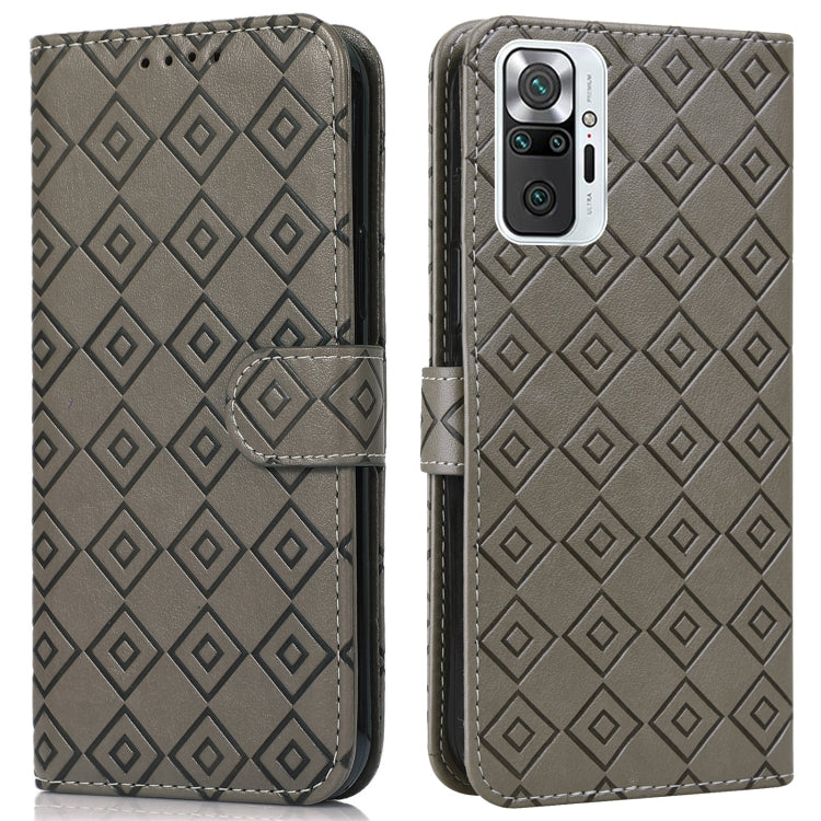 For Xiaomi Redmi Note 10 Pro/10 Pro Max Embossed Big Small Concentric Squares Pattern Horizontal Flip Leather Case with Card Slot & Holder & Wallet