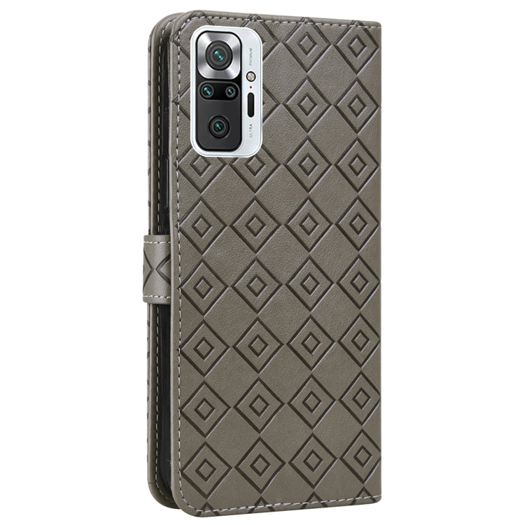 For Xiaomi Redmi Note 10 Pro/10 Pro Max Embossed Big Small Concentric Squares Pattern Horizontal Flip Leather Case with Card Slot & Holder & Wallet