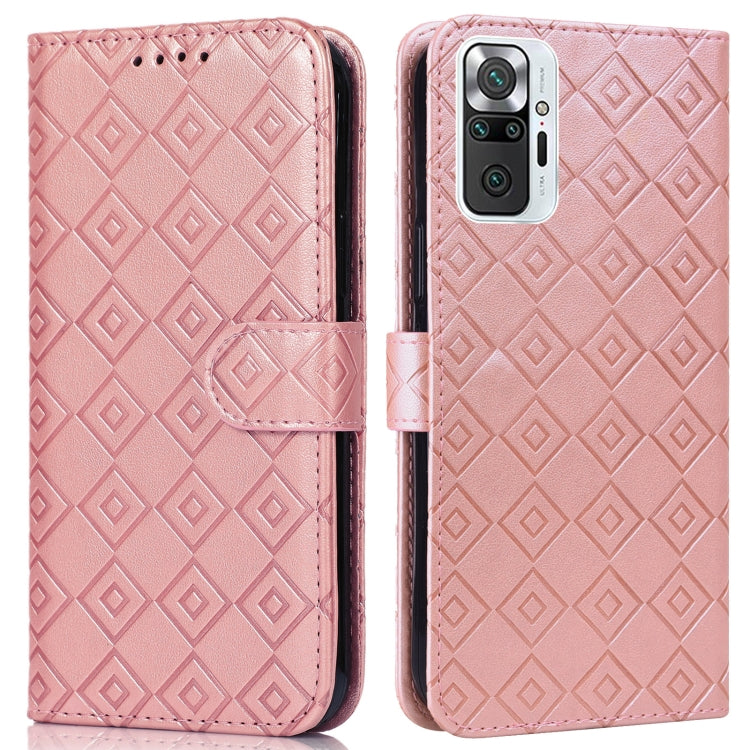 For Xiaomi Redmi Note 10 Pro/10 Pro Max Embossed Big Small Concentric Squares Pattern Horizontal Flip Leather Case with Card Slot & Holder & Wallet