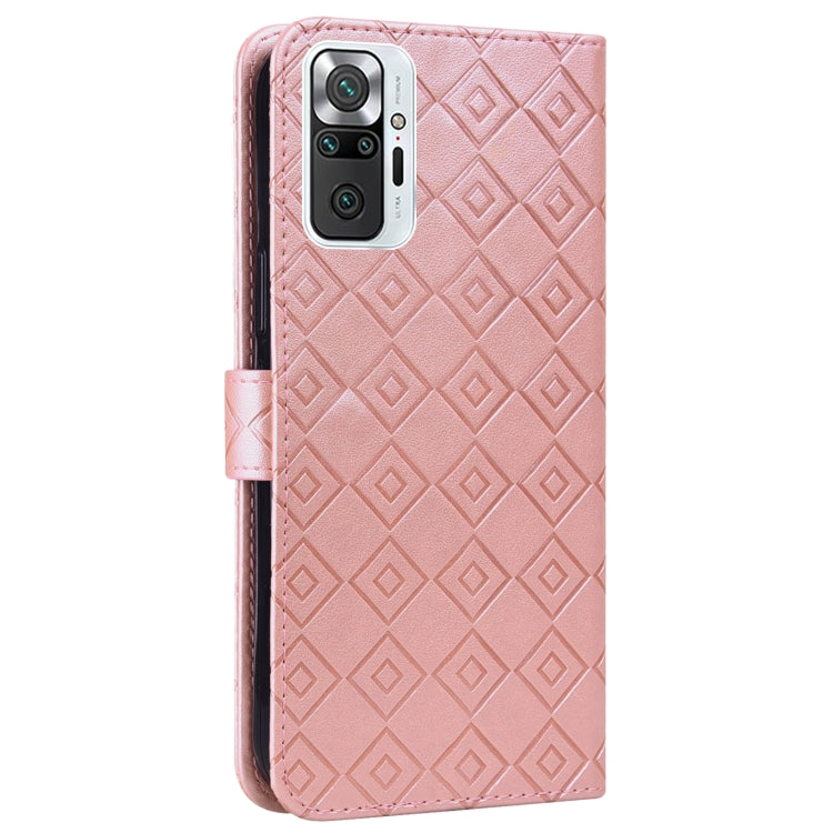 For Xiaomi Redmi Note 10 Pro/10 Pro Max Embossed Big Small Concentric Squares Pattern Horizontal Flip Leather Case with Card Slot & Holder & Wallet