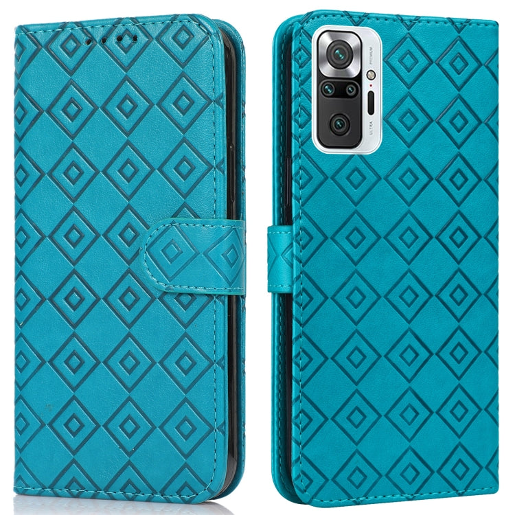 For Xiaomi Redmi Note 10 Pro/10 Pro Max Embossed Big Small Concentric Squares Pattern Horizontal Flip Leather Case with Card Slot & Holder & Wallet