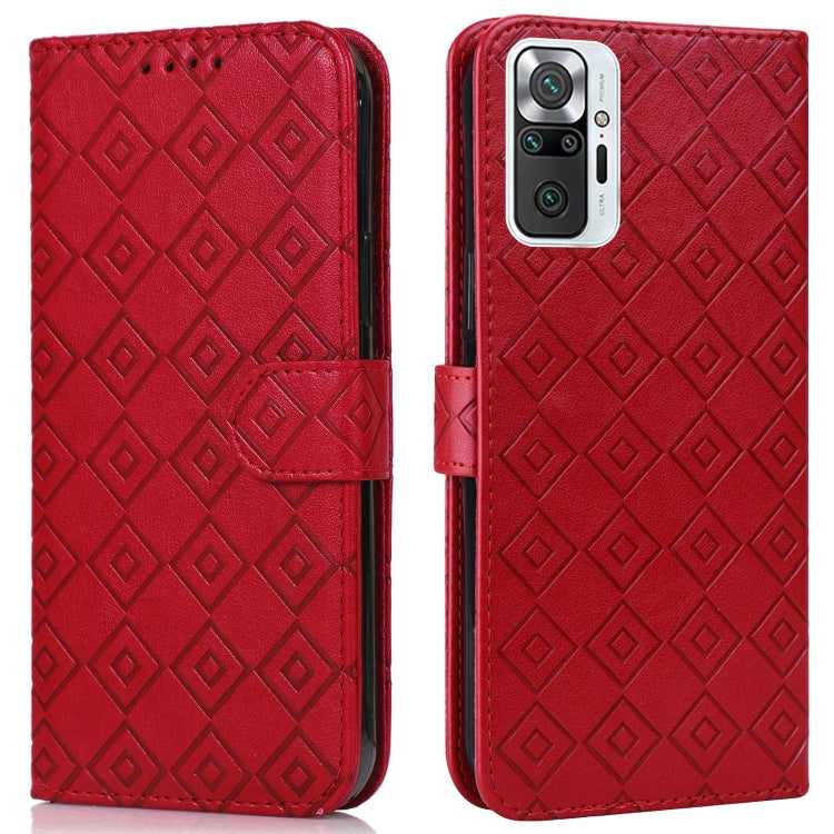 For Xiaomi Redmi Note 10 Pro/10 Pro Max Embossed Big Small Concentric Squares Pattern Horizontal Flip Leather Case with Card Slot & Holder & Wallet