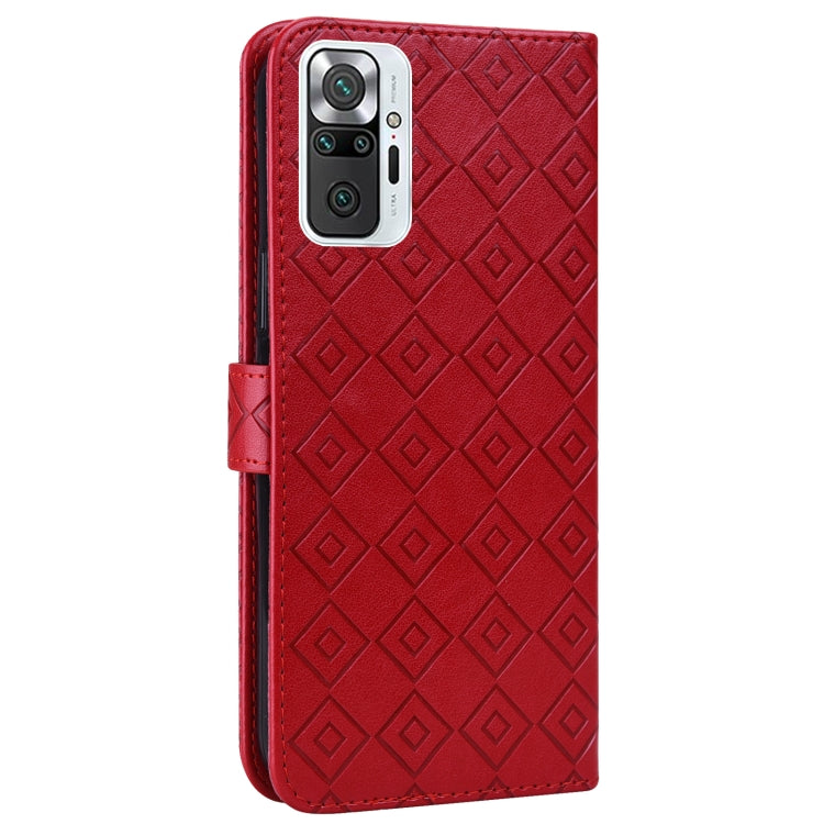 For Xiaomi Redmi Note 10 Pro/10 Pro Max Embossed Big Small Concentric Squares Pattern Horizontal Flip Leather Case with Card Slot & Holder & Wallet