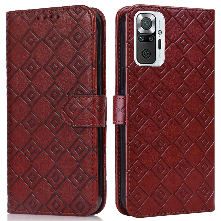 For Xiaomi Redmi Note 10 Pro/10 Pro Max Embossed Big Small Concentric Squares Pattern Horizontal Flip Leather Case with Card Slot & Holder & Wallet