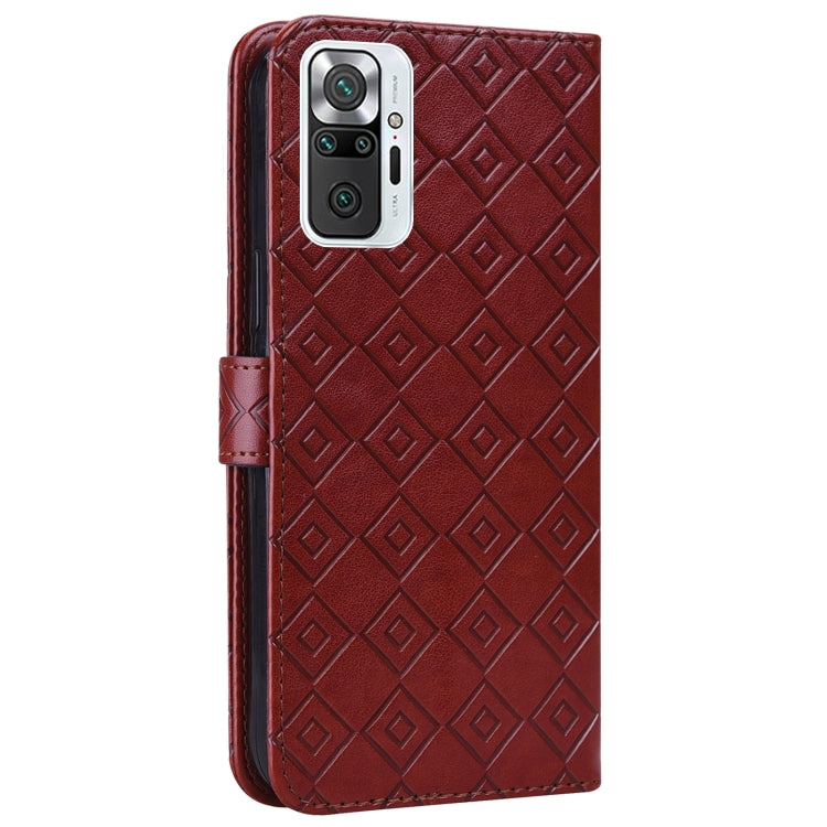 For Xiaomi Redmi Note 10 Pro/10 Pro Max Embossed Big Small Concentric Squares Pattern Horizontal Flip Leather Case with Card Slot & Holder & Wallet