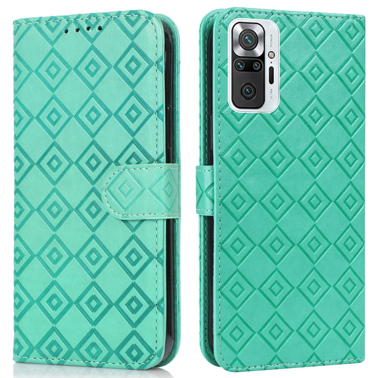 For Xiaomi Redmi Note 10 Pro/10 Pro Max Embossed Big Small Concentric Squares Pattern Horizontal Flip Leather Case with Card Slot & Holder & Wallet