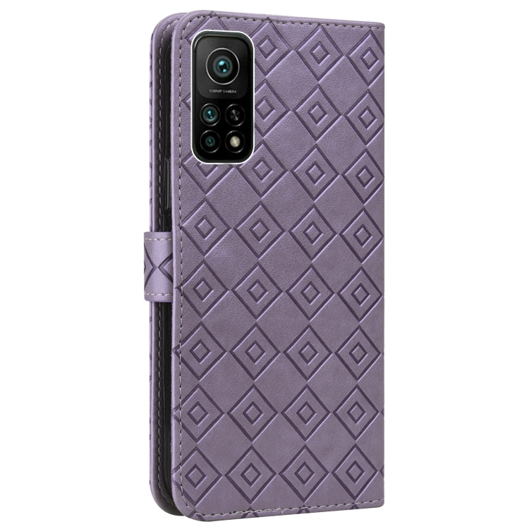 For Xiaomi Mi 10T / 10T Pro/Redmi K30S Embossed Big Small Concentric Squares Pattern Horizontal Flip Leather Case with Card Slot & Holder & Wallet