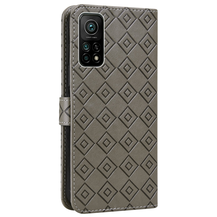 For Xiaomi Mi 10T / 10T Pro/Redmi K30S Embossed Big Small Concentric Squares Pattern Horizontal Flip Leather Case with Card Slot & Holder & Wallet