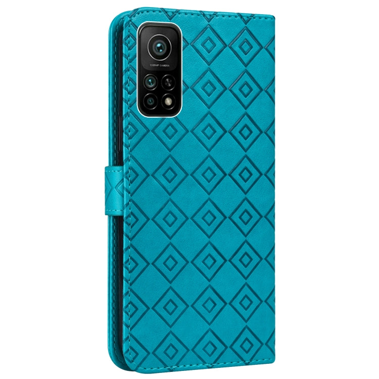 For Xiaomi Mi 10T / 10T Pro/Redmi K30S Embossed Big Small Concentric Squares Pattern Horizontal Flip Leather Case with Card Slot & Holder & Wallet
