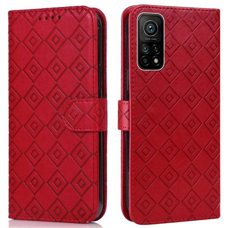 For Xiaomi Mi 10T / 10T Pro/Redmi K30S Embossed Big Small Concentric Squares Pattern Horizontal Flip Leather Case with Card Slot & Holder & Wallet