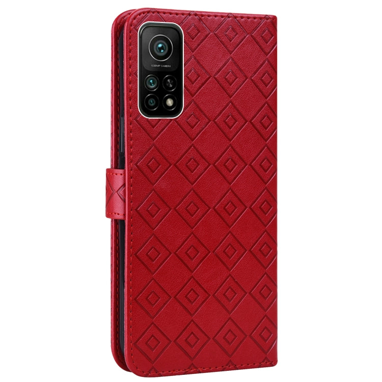 For Xiaomi Mi 10T / 10T Pro/Redmi K30S Embossed Big Small Concentric Squares Pattern Horizontal Flip Leather Case with Card Slot & Holder & Wallet