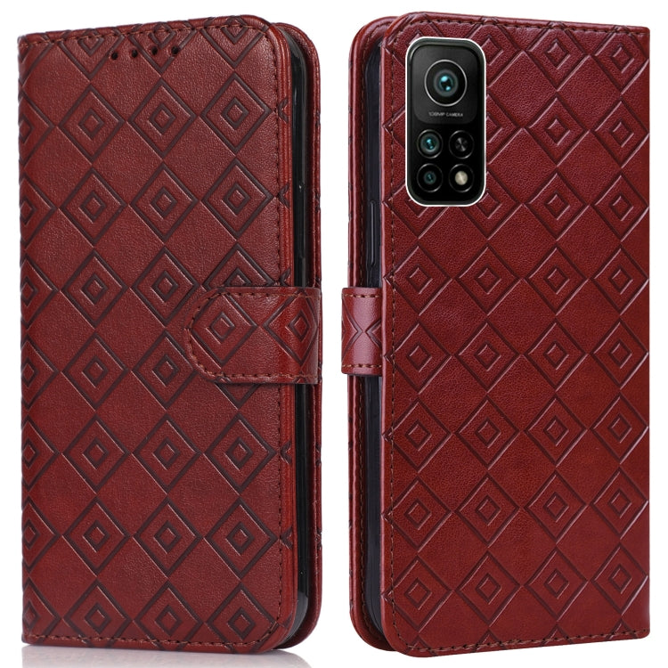 For Xiaomi Mi 10T / 10T Pro/Redmi K30S Embossed Big Small Concentric Squares Pattern Horizontal Flip Leather Case with Card Slot & Holder & Wallet