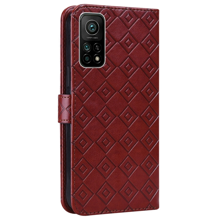 For Xiaomi Mi 10T / 10T Pro/Redmi K30S Embossed Big Small Concentric Squares Pattern Horizontal Flip Leather Case with Card Slot & Holder & Wallet