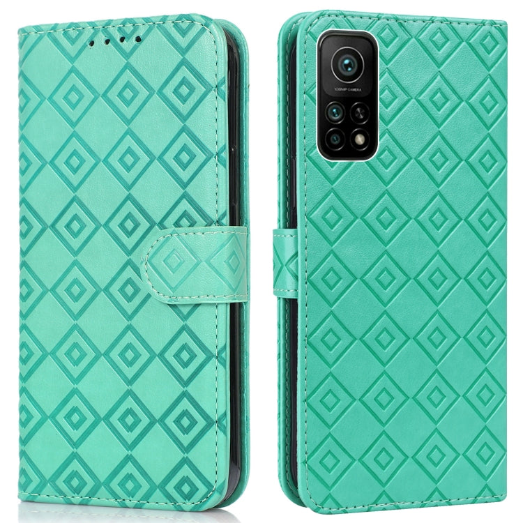 For Xiaomi Mi 10T / 10T Pro/Redmi K30S Embossed Big Small Concentric Squares Pattern Horizontal Flip Leather Case with Card Slot & Holder & Wallet
