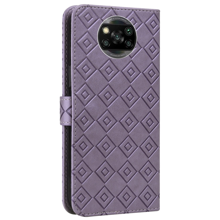 For Xiaomi Poco X3 / X3 NFC Embossed Big Small Concentric Squares Pattern Horizontal Flip Leather Case with Card Slot & Holder & Wallet