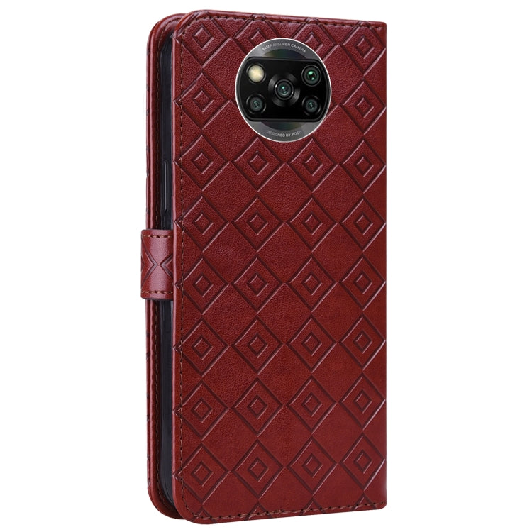 For Xiaomi Poco X3 / X3 NFC Embossed Big Small Concentric Squares Pattern Horizontal Flip Leather Case with Card Slot & Holder & Wallet