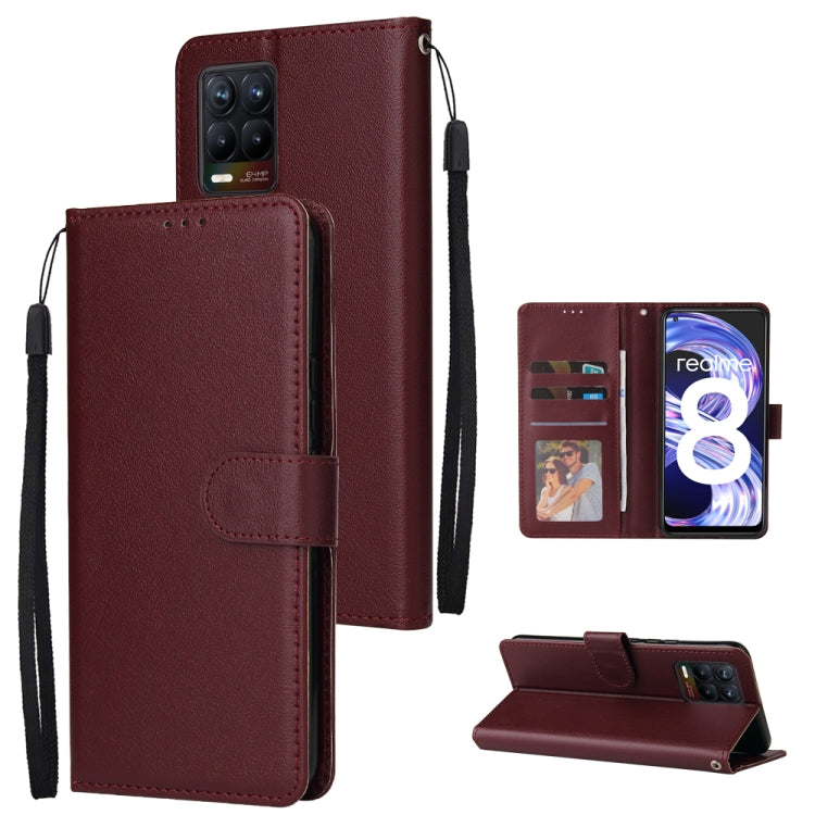 For OPPO Realme 8 / 8 Pro 4G Multifunctional Horizontal Flip Leather Case, with Three Card Slot & Holder & Photo Frame & Lanyard