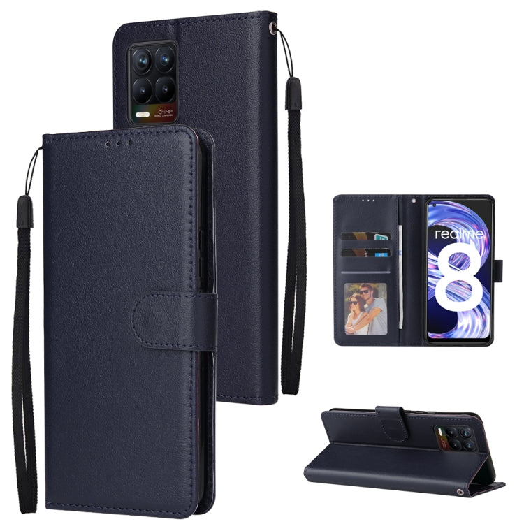 For OPPO Realme 8 / 8 Pro 4G Multifunctional Horizontal Flip Leather Case, with Three Card Slot & Holder & Photo Frame & Lanyard