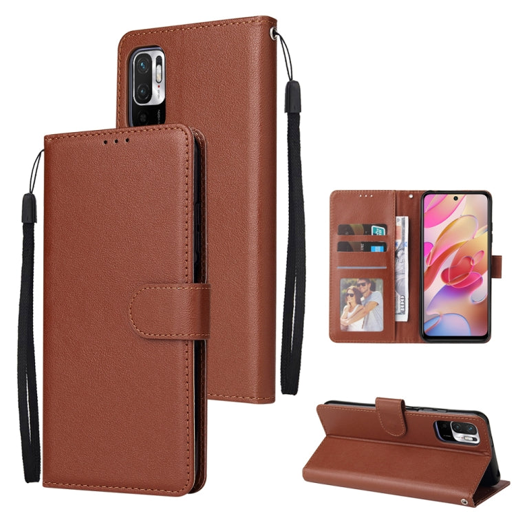For Xiaomi Redmi Note 10 5G Multifunctional Horizontal Flip Leather Case, with Three Card Slot & Holder & Photo Frame & Lanyard