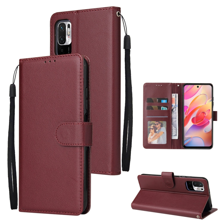For Xiaomi Redmi Note 10 5G Multifunctional Horizontal Flip Leather Case, with Three Card Slot & Holder & Photo Frame & Lanyard