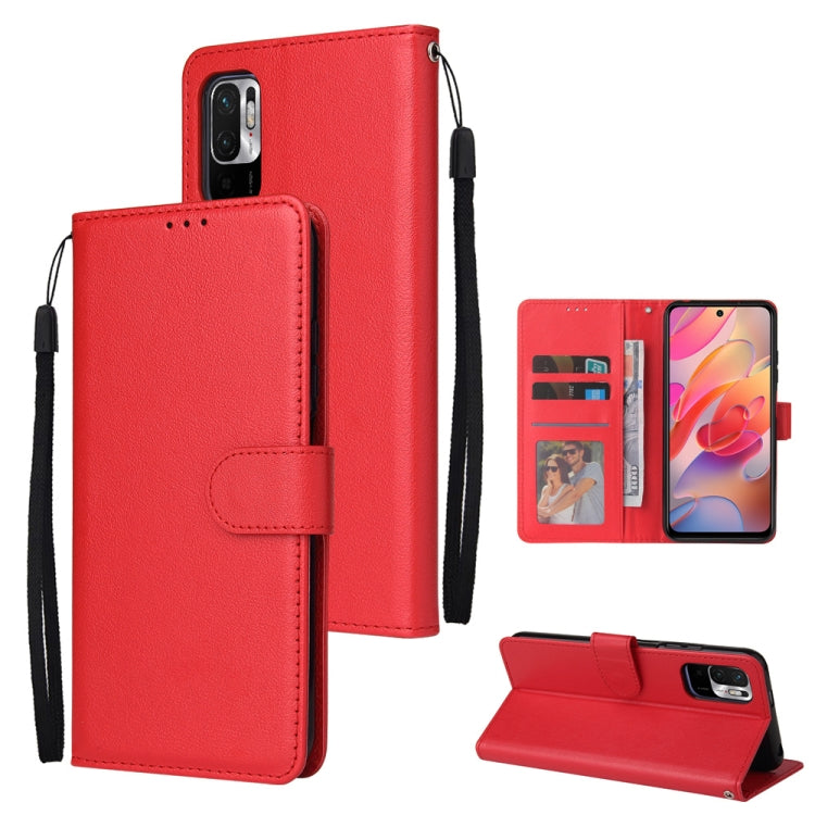 For Xiaomi Redmi Note 10 5G Multifunctional Horizontal Flip Leather Case, with Three Card Slot & Holder & Photo Frame & Lanyard