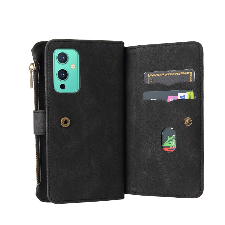 For OnePlus 9 Skin Feel PU + TPU Horizontal Flip Leather Case With Holder & 15 Cards Slot & Wallet & Zipper Pocket & Lanyard