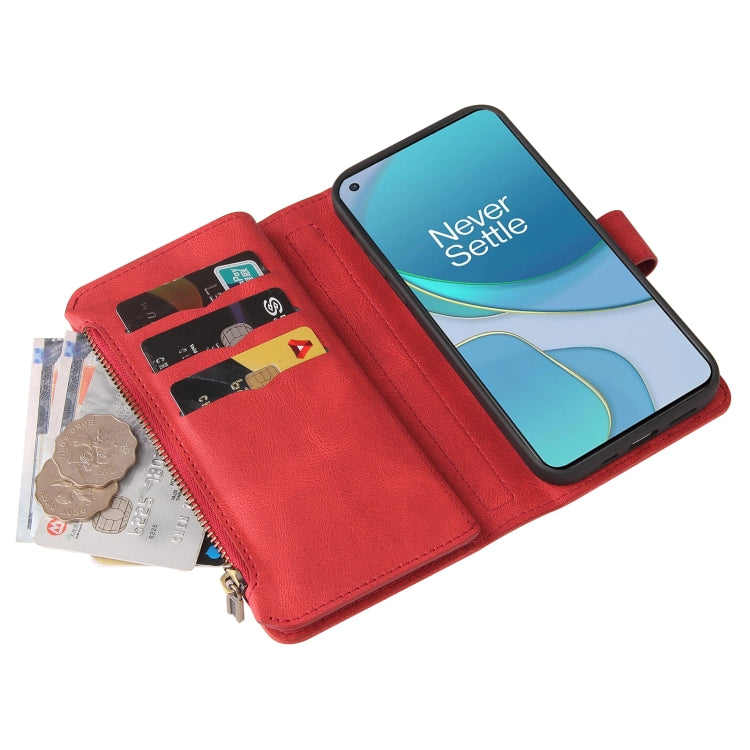 For OnePlus 9 Skin Feel PU + TPU Horizontal Flip Leather Case With Holder & 15 Cards Slot & Wallet & Zipper Pocket & Lanyard